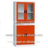 Metal 2 Door Office Detachable Cabinet Half Height Glass Door Filing Cupboard