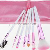 Promotional 7 Pcs Travel Makeup Brush Set Pink Color