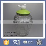 Kinsheng 2016 New Product Glass Jar Glass Pot with Porcelain Animal Lid                        
                                                Quality Choice