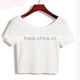 Sports Woman Plain Black Crop Top thumbnail-2