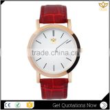Top selling water resistant alloy watchcase red leather watch strap quartz watch men Y021