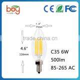 E14 Led 85-265V dimmable C35 2W 4W 6W Led Filament Bulb Candle Light lamp Led Retro Edison Crystal Chandeliers