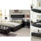 Button Pulled Headboard Black PU PVC Lift Storage Bed for Bedroom Furniture (AH3)