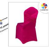 White Spandex Cross Back Ruffled Chair Cover For Wedding Reception Bridal Show thumbnail-5