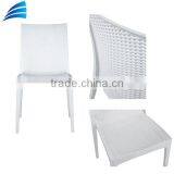 Outdoor Rattan Wicker White Dining Chair thumbnail-2