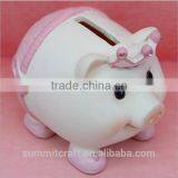 Resin Pink Pig Wearing Crown Piggy Bank Money Boxes Wholesale thumbnail-2