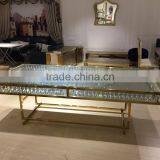 Glass Top Center Glass Wedding Table With Crystal Decoration thumbnail-2