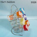 Simple Popular Clear Cylinder Glass Spice Cruet Jar Set With Iron Rack thumbnail-1