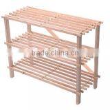 Japanese Style Paulownia Wooden Shoes Rack With Three Layers thumbnail-4