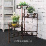 Garden Decor Iron Art Decorative 3 Tier Flower Pot Bronze Vintage Iron Flower Pot Stand thumbnail-2