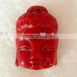wholesale 20-30mm red laughing buddha head shape natural coral pendant