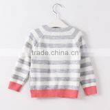 Grey and White Striped Baby Girl Raglan Sleeve Cardigan Design for Autumn thumbnail-2