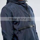 Wholesale Custom Best Price High Quality New Design Navy Zip Front Drawstring Hood 100% Polyester Woven Casual Men Jacket thumbnail-3