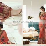 Heavy Embroidery Designer Saree Bemberg Silk Pallu+Net Skirt With Brocket Blouse thumbnail-1
