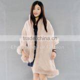 CX-B-P-25E Factory Wholesale Women Pashmina Cashmere Fur Trim Cape thumbnail-2