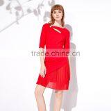 Maxnegio Lady's Red Designer One Peice Party Online Shopping Office Dress thumbnail-2