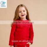 Wholesale Girls Long Sleeve Lace t Shirt With Flower Pattern Fleece Lining Shirt Designs For Girls thumbnail-1