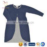 Baby Doll Long Sleeve Cashmere Dress With Cable Design at Waist thumbnail-1