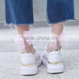 WS-23 2017New Hot Women Ruffle Large Fishnet Ankle High Socks Bow Tie Hollow Out Thin Mesh Lace Fish Net Short Socks thumbnail-3