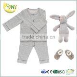 Factory Supply New Fashion Plain Grey Cotton Newborn Baby Rompers Clothing Set thumbnail-1