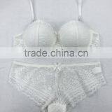 Ladies White Lace Transparent Underwear Sexy Bra Panty Set thumbnail-1