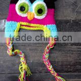 Girls Crochet Owl Hat, Crochet Baby Hat, Toddler Knit Hat, Animal Hat