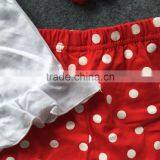 2016 Spring/Summer Outftis Hot Sell Fashion Sleeveless Shirt Baby Girls Red Dot Short With Matching Necklace and Headband thumbnail-3