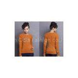 Autumn Winter Orange Women Crew Neck Sweater Fine Knit Clothing With Long Sleeve