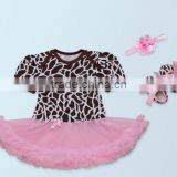 2017 3PCS Baby Sets Leopard Printing Romper, Romper+ Headband+one Pair of Shoes thumbnail-4