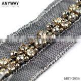 Guangzhou crystal beaded lace trim beaded trim for dress