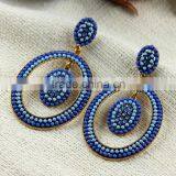 Earring With Blue Stone Round Paper Rolled Gold Torage Box Models Jewelry Arete Para Mujer thumbnail-4