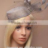 Wholesale Elegant Veiling Fascinator Hat Sinamay Base With Feather For Wedding/chuch/Party/Races thumbnail-2
