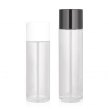 100ml round toner bottle in stock, full cover transparent flat shoulder glass bottle, 120ml cylindrical essence emulsion bottle