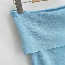 Spring New European and American Style Women's Retro Round Neck Temperament Niche Sexy off Shoulder One Shoulder Top thumbnail-3