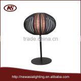 2015 enery saving standard CE CERTIFICATE two shades fabric shade and metal wires painted black color table lamp