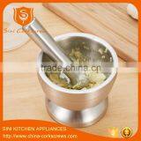 Stainless Steel Garlic Pugging Pot Garlic Pounder Crusher Mortar and Pestle Pedestal Bowl thumbnail-3