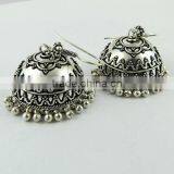 Oxidized Jhumka Rava Work 925 Sterling Silver Earring, Fine Silver Jewelry, Silver Jewelry Manufactures thumbnail-5