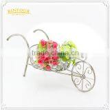 Metal White Wheelbarrow Shaped Planter Holder Flower Pot thumbnail-2