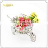 Silver Iron Race Track Wheelbarrow Shaped Planter Holder thumbnail-3