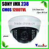Great Image Quality At Night 1200TVL CCD Camera IMX238 WDR OSD Menu Plactic Dome Camera Manual Zoom 2.8-12mm 22pcs IR Led Camera thumbnail-1