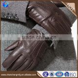 Factory cheap mens brown wool lined deerskin leather gloves touch screen