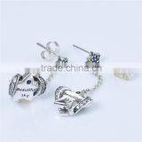 Long Fashion Design Raw Material Engraved Hanging Pave Diamond Earrings thumbnail-4