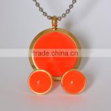 2014 New Product Stainless Steel Orange Wedding Jewelry Set For Lady BJS1223