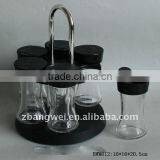 6pcs Glass Jar for Spice With Rack