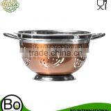3 Qt Strainer Copper Plated Stainless Steel Colander - Strawberry Design thumbnail-1