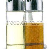 2-pcs Oil & Vinegar Set With Shelf Stainless Steel & Glass