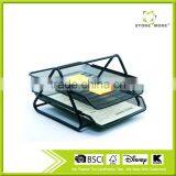 High Quality Smoked Pull Metal Mesh Office Desk File Tray thumbnail-1