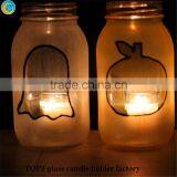 Halloween Party Favor Frosted Glass Candle Jars Painted Mason Jars thumbnail-3