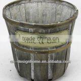 DUSTY GREEN WASH ROUND HOME & GARDEN BAMBOO CHIP BASKET thumbnail-1