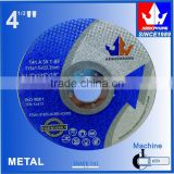 4-1/2" 115x1.6x22.2mm Super Thin Flat Resin Bonded Reinforced Cutting Wheel For Metal